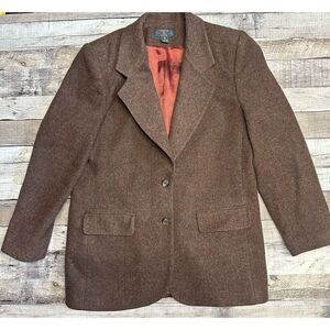 Vintage Size 10 Womens Wool Charter Club Brown Sport Coat Blazer Suit Jacket